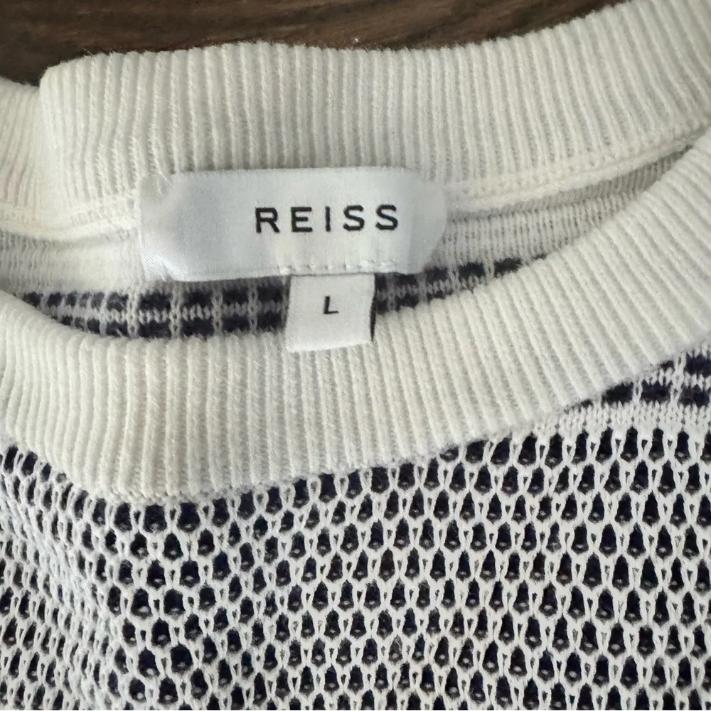 Reiss women’s cotton knit stitch navy stripe white nautical sweater Sz Large - Picture 4 of 5